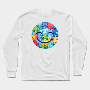 Puzzle Smile Autism Awareness Gift for Birthday, Mother's Day, Thanksgiving, Christmas Long Sleeve T-Shirt